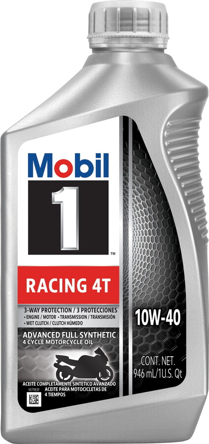 Mobil 1 Racing 4T Full Synthetic Motorcycle Oil 10W-40, 1 Quart