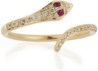Ef Collection 14k Gold Diamond Snake Ring