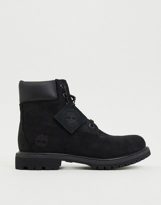 Timberland 6 inch premium lace up flat boots in black