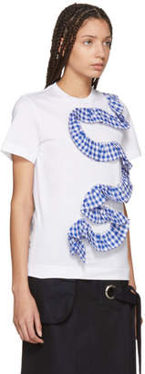 Facetasm White Gingham Ruffle T-Shirt