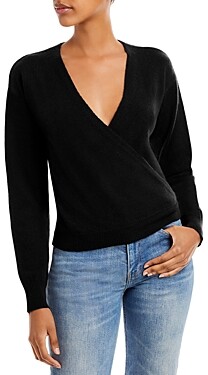 Aqua Faux Wrap Cashmere Sweater - 100% Exclusive