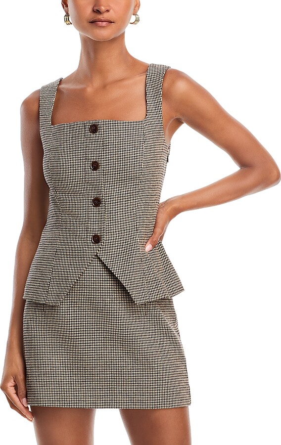 French Connection Houndstooth Square Neck Top