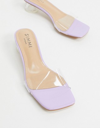 Simmi Shoes Simmi London Arla mules with feature heel in lilac
