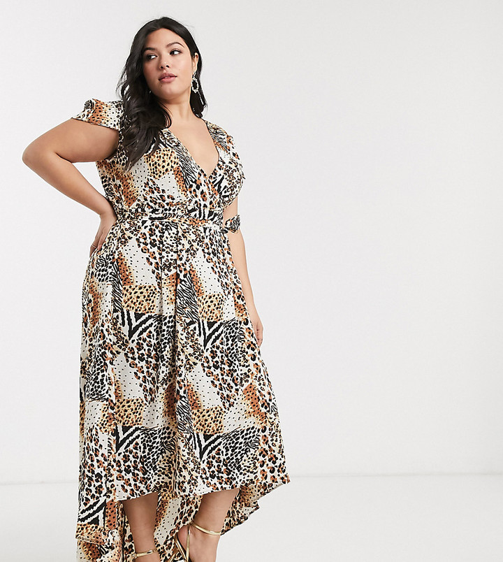 ax paris curve floral dip back dress