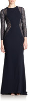 Thumbnail for your product : Carmen Marc Valvo Beaded Lace & Crepe Gown