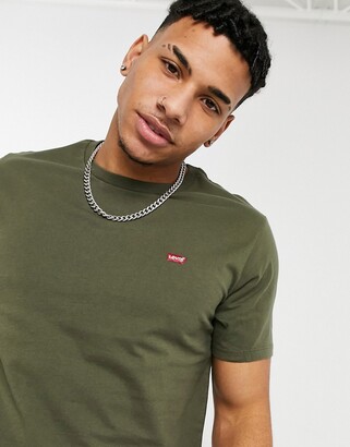 Levi's original small batwing logo t-shirt in olive green - ShopStyle