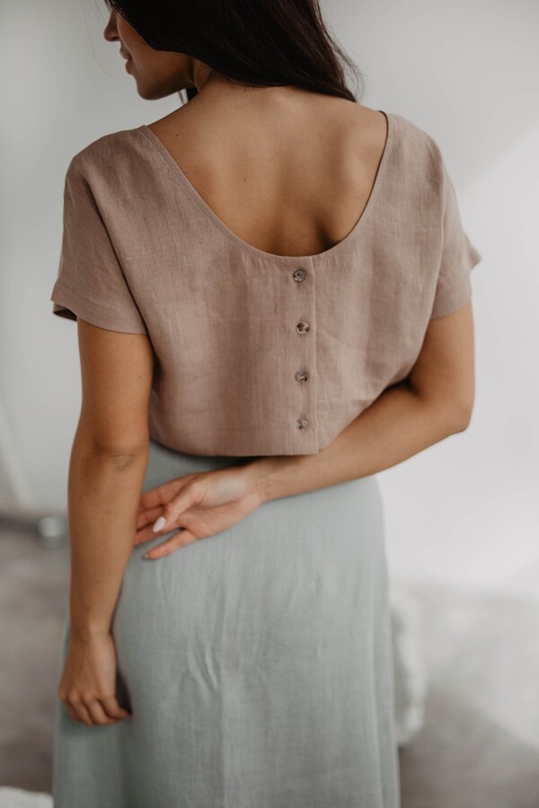 Etsy Linen Crop Top Lisa. Beige Linen