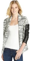 Thumbnail for your product : Twelfth St. By Cynthia Vincent black and white cotton blend knit leather sleeve cardigan