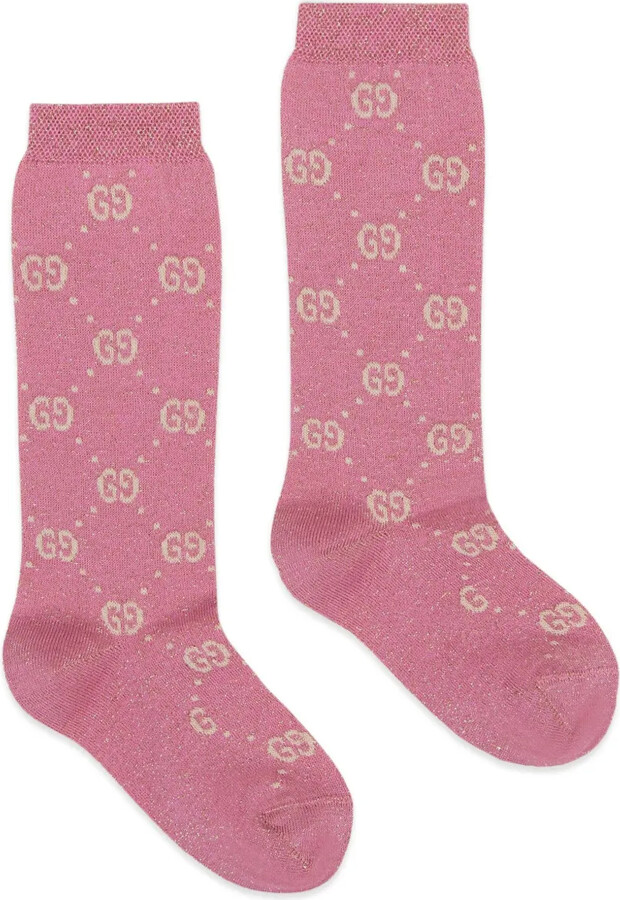 Gucci Children Children's cotton GG lamé socks