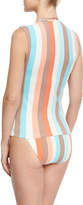 Thumbnail for your product : Letarte Sleeveless Striped Zip Rashguard, Multistripe