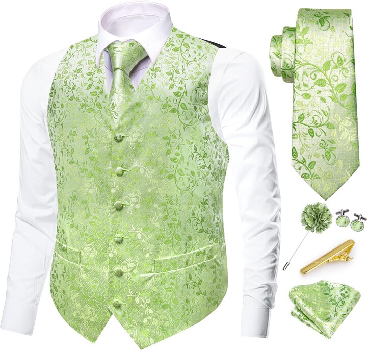 DiBanGu Red Mens Suit Vest And Tie Set Snowflake Christmas Waistcoat Necktie Pocket Square Cufflinks Festival Party Gifts