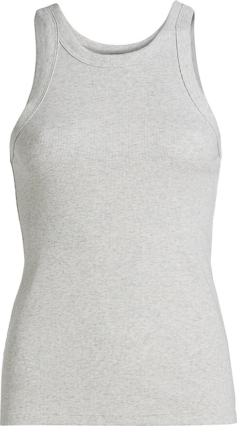 Totême Women's Curved Ribbed Jersey Tank - Pale Grey Melange - Size XXS