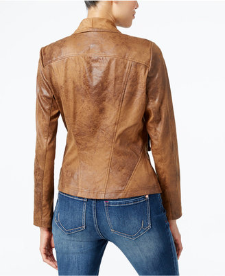 INC International Concepts Draped Faux-Leather Jacket, Only at Macy's