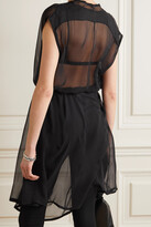 Thumbnail for your product : Ann Demeulemeester Asymmetric Gathered Silk-chiffon Mini Dress - Black