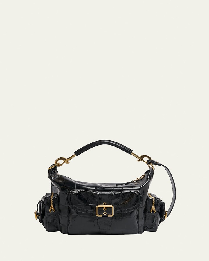 Chloé Camera Medium Shoulder Bag in Croc-Embossed Calfskin