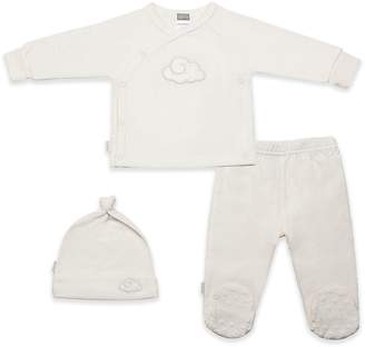 Kushies 3-Piece Cloud Take Me Home Pant, Top, and Hat Set in White