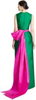 Thumbnail for your product : Oscar de la Renta Two-Tone Satin Column Gown with Silk Taffeta Sash