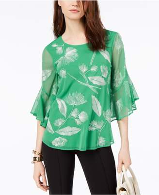 Alfani Embroidered Flutter Sleeve Top, Created For Macy's