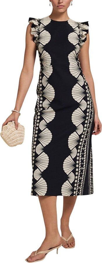 Mint Velvet Women's Shell Print Column Midi Dress