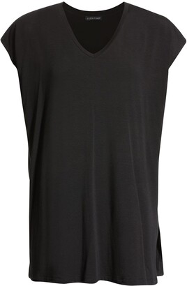 Eileen Fisher V-Neck Long Boxy Jersey Top