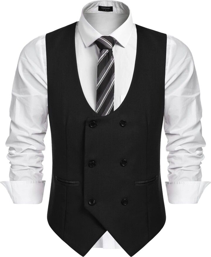 COOFANDY Men's Formal Suit Vest Double Breasted Dress Vest Slim Fit Business Waistcoat ShopStyle