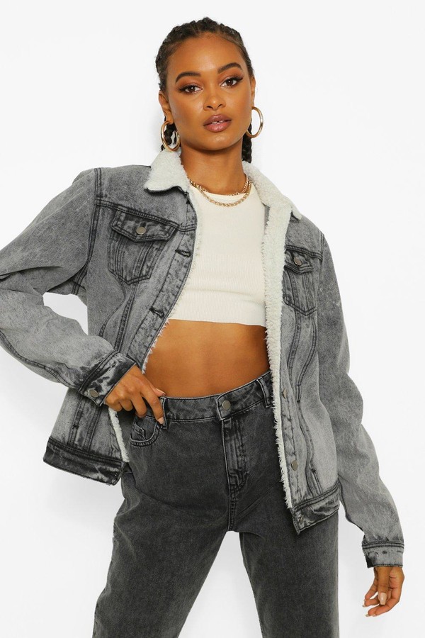 borg denim jacket womens