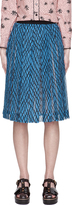 Thumbnail for your product : Marni Blue Silk Lattice-Print Pleated Skirt