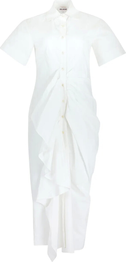 Rosie Assoulin Gathered Ruffled Shirt Midi Day Dress