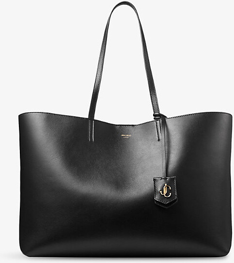 Jimmy Choo Womens Black/Light Gold Nine2Five East-West Leather Tote Bag 1 Size