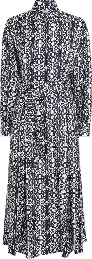 Max Mara Silk Monogram Midi Shirt Dress
