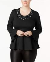 Thumbnail for your product : Melissa McCarthy Trendy Plus Size Studded Peplum Top