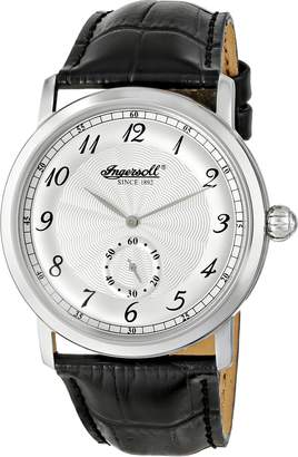 Ingersoll Men's Quartz Watch with Silver Dial Analogue Display and Black Leather Strap INQ003SLSL