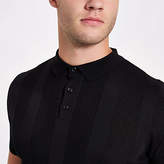 Thumbnail for your product : River Island Black muscle fit rib polo shirt