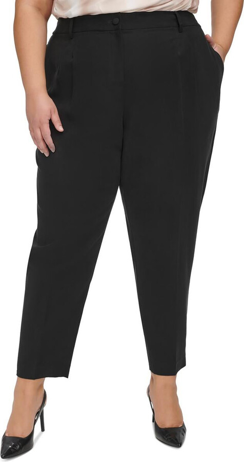 Plus Womens Pocket Rayon Straight Leg Pants