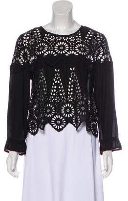 Ganni Embroidered Eyelet Top