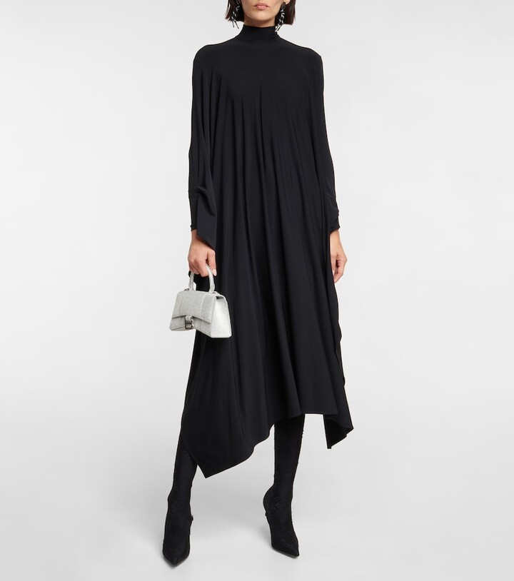 Balenciaga Draped jersey mockneck midi dress - ShopStyle
