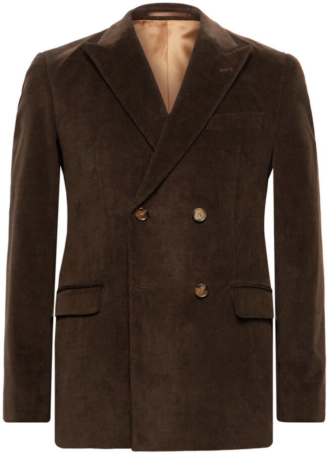 Nanushka Malvin Double-Breasted Cotton-Blend Corduroy Suit Jacket ...