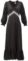 Thumbnail for your product : Shrimps Rosemary Crystal-fringe Silk Midi Dress - Black
