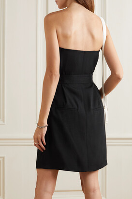 Victoria Beckham Strapless Belted Pleated Woven Mini Dress - Black
