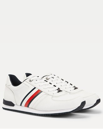 Tommy Hilfiger Icon Mix Leather Runner Trainers - White - ShopStyle