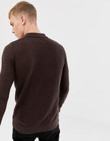 Thumbnail for your product : Farah Pawsom long sleeve knitted polo in brown
