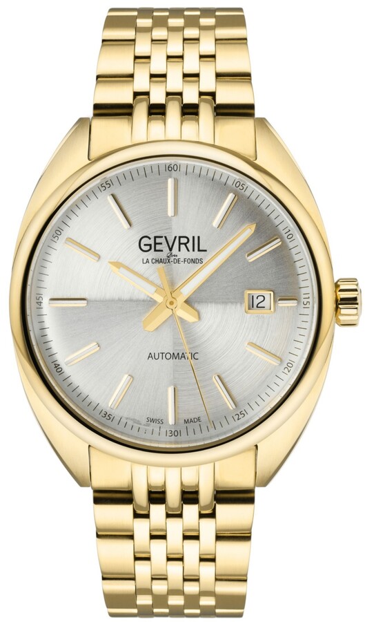 Gevril Men's Five Points Swiss Automatic Ion Plating Gold-Tone Stainless Steel Bracelet Watch 47.5mm