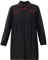Thumbnail for your product : Gucci Ecole Enfantine-embroidered Linen-blend Mini Dress - Black