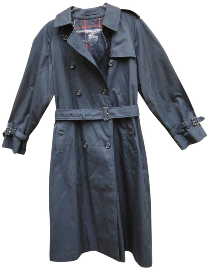 Burberry navy Cotton Trench Coats ShopStyle