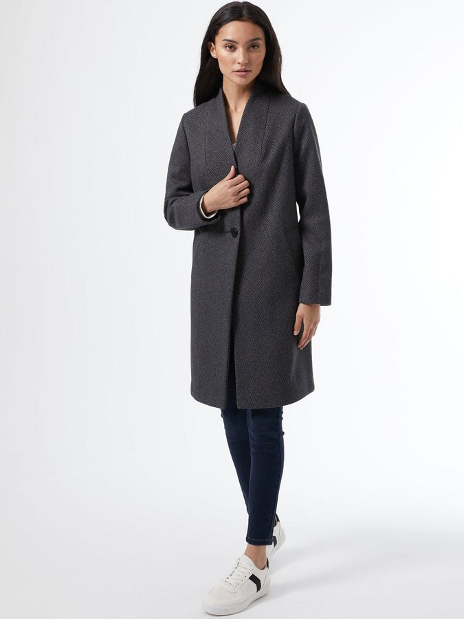 petite collarless coat