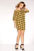 Thumbnail for your product : Quiz Mustard And Black Check 3/4 Sleeve Tunic Dress