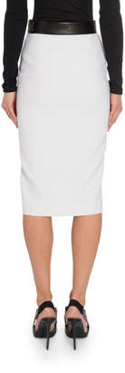 Tom Ford Leather-Trim Pencil Skirt