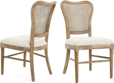 Hokku Designs 2 Dining Chair Collection - Vintage Inspired With Strong Rubber Wood And Fabric Dark Brown Of 2 Classic Stools Comfortable Back