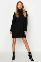 Thumbnail for your product : boohoo Roll Neck Ribbed Long Sleeve Mini Dress