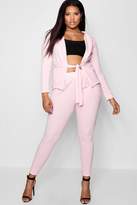 Thumbnail for your product : boohoo Plus Belted Wrap Suit Co-ord